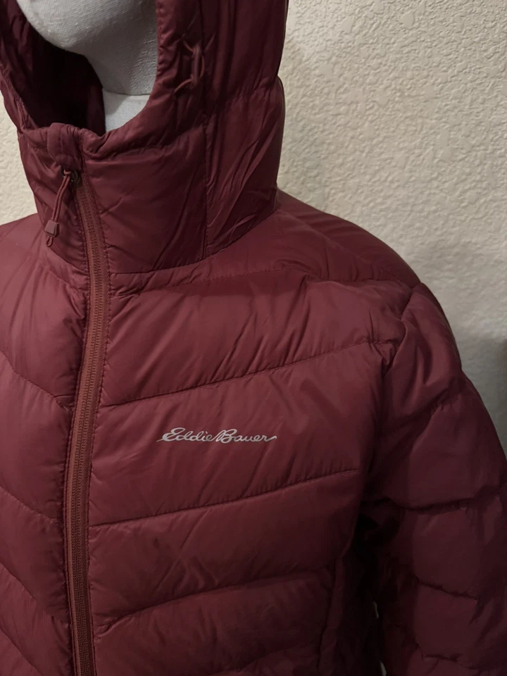 Eddie Bauer EB650 Goose Down Puffer Coat Lightweight Hooded Women’s Sz L Large - Image 3 of 4