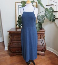 MADEWELL BLUE KNIT CROSSHATCH TEXTURE KNEE-LENGTH APRON CAMI DRESS Size M