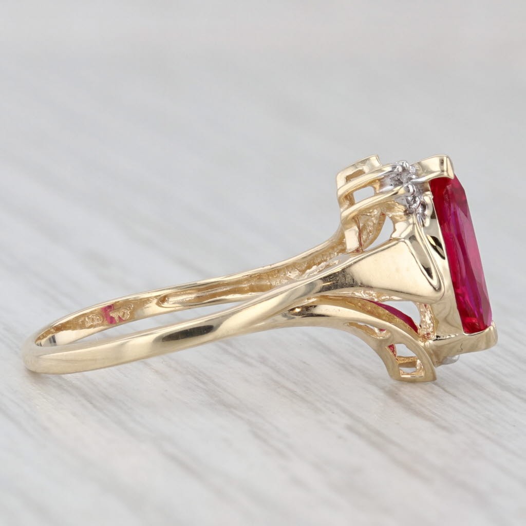 1.48ct Lab Created Ruby Ring 10k Yellow Gold Size… - image 5