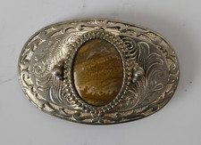 Vintage Agate Natural Polished Gemstone Belt Buckle