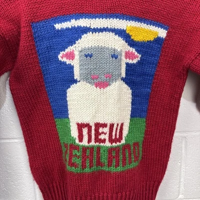 Vintage BABO 100% Wool Sweater Sheep Graphic Hand Crafted New Zealand Sz S - Image 1 of 4