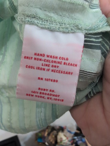 Ruby Rd. Women's Mint Green Button Up Striped Shirt Sz 8P - Picture 8 of 8