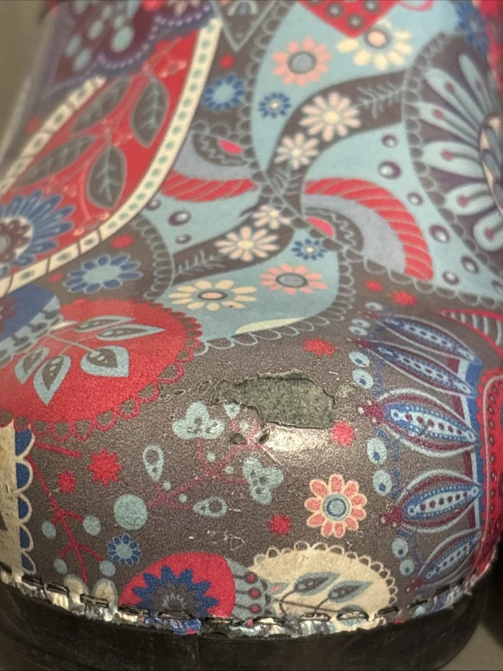 Dansko Professional Chunky Clogs 39 8.5-9 Y2K Paisley Colorful Floral Retro - Image 2 of 4