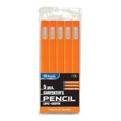 BAZIC Carpenter's Pencil, 5-Count,Other Office Pens & Pencils