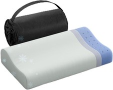 Memory Foam Travel Pillow Grey Cooling Camping Hiking Backpacking Portable Bag