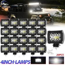 20PCS 4'' 12V 2400W LED Work Light Bar Driving Spot Flood Beam SUV ATV Off-Road 