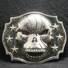 WI07158 COOL VINTAGE 1970s SKULL SKELETON FASHION ARTWORK MENS BELT BUCKLE