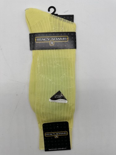 ONE PAIR NEW WITH TAG STACY ADAMS NYLON SLIKY RIBBED MEN'S CREW DRESS SOCKS - Picture 3 of 37