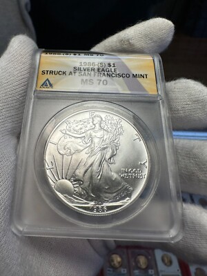 1986-S American Silver Eagle ANACS MS70 Struck At The San