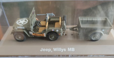 VOITURE DE COLLECTION - VÉHICULE MILITAIRE, JEEP WILLYS MB AVEC REMORQUE - 1/43