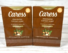 Caress Shea Butter & Brown Sugar Exfoliating Beauty Bar Soap 4-Bar (2 Pack)