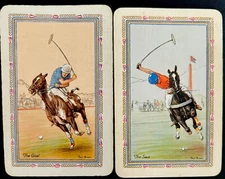 EN239 Swap Playing Cards 2 VINTAGE ENGLISH NAMED POLO HORSES