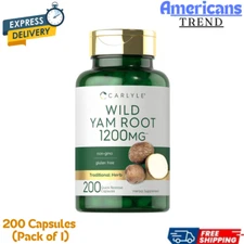 Wild Yam Root Capsules | 1200mg | 200 Count | Non-GMO, Gluten Free | by Carlyle
