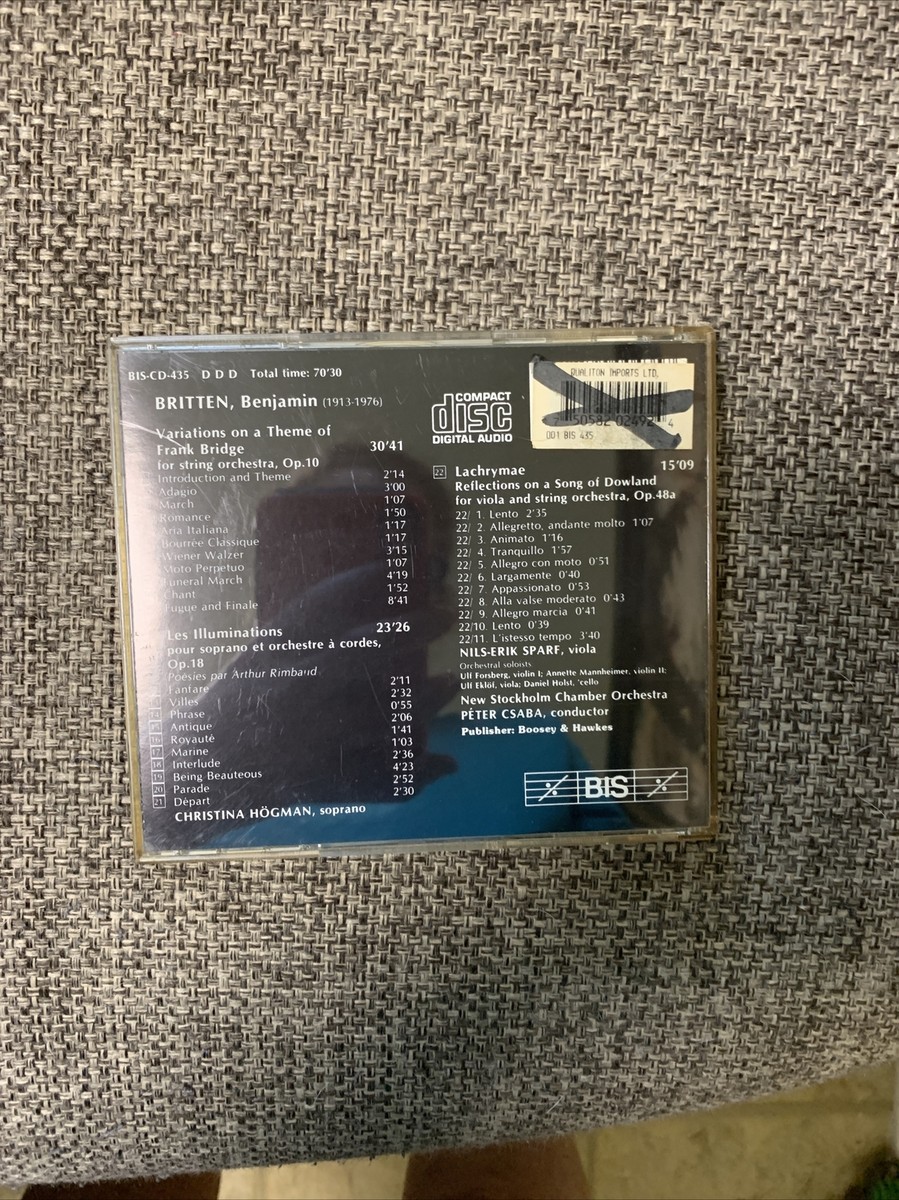 Benjamin Britten (CD) variations on a theme of Frank Bridge | eBay