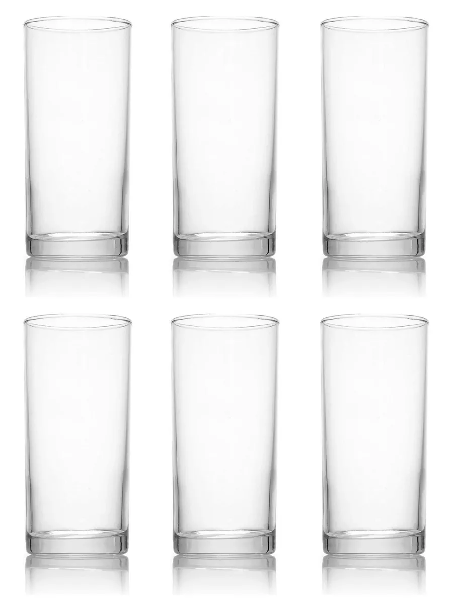 Set of 6 Highball Glasses Tall Bar Glass Tumbler Glassware hi-ball Water  Glasses