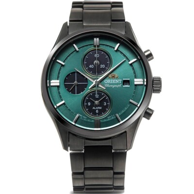 ORIENT Contemporary RN-TY0001E Chronograph Solar Watch Green Dial Black 39.4mm