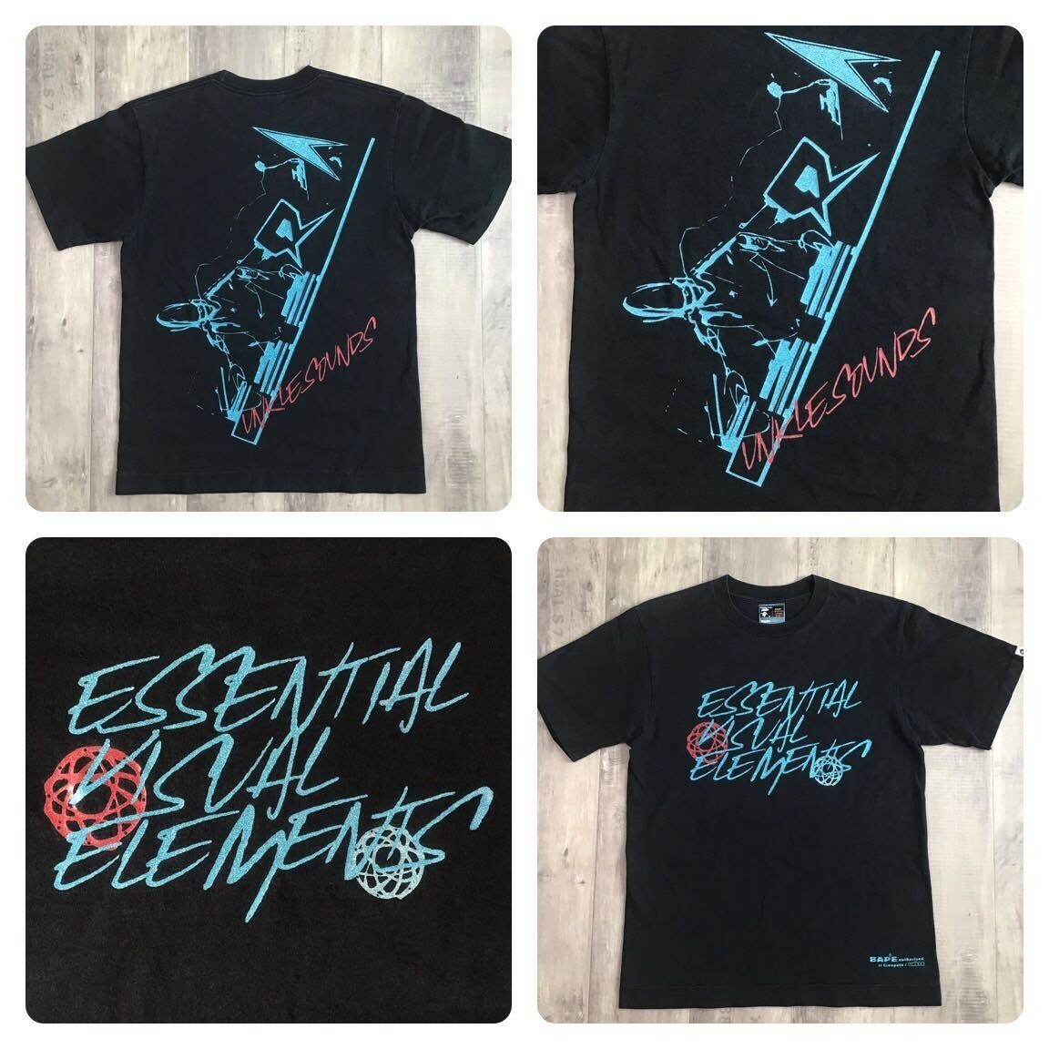 BAPE × Unkle Futura ART Glitter print T-shirt Black A