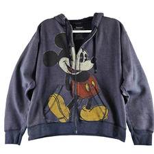 Disney Parks Disneyland Mickey Mouse Zip Hoodie Jacket Blue Vintage Wash Medium
