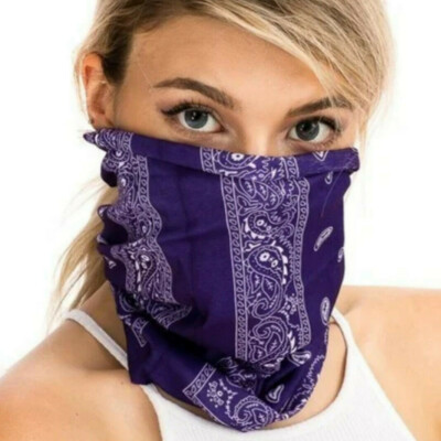 NEW Unisex Reversible Multi-use Purple Bandana Print Gaiter Balaclava Face Mask 