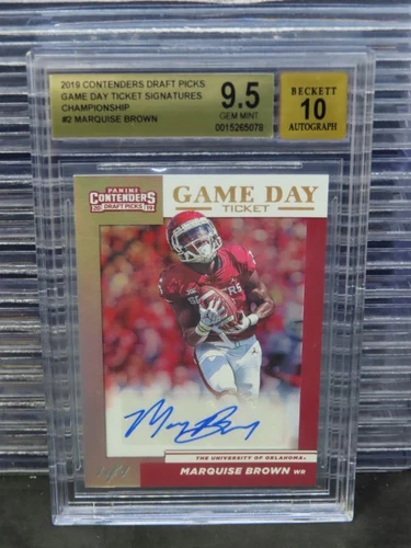 2019 Contenders DP Marquise Brown Game Day Championship Auto RC #1/1 BGS 9.5 10