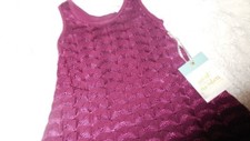 nwt Matilda Jane burgundy crochet sweater dress girl 4 free ship USA