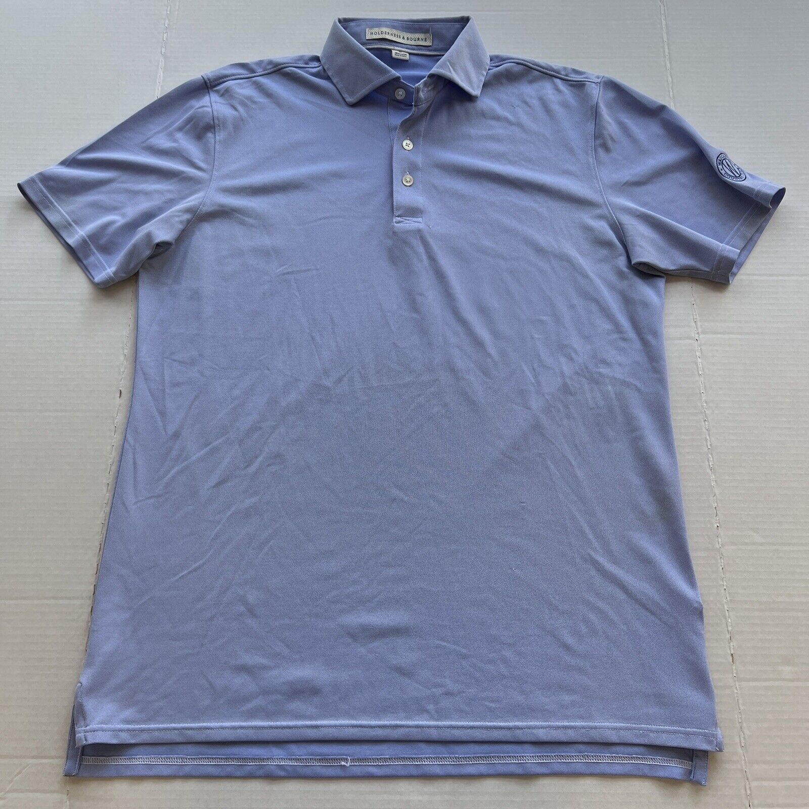 Holderness & Bourne Shirt Mens Medium Blue Polo Solid Golf Tailored Fit Stretch