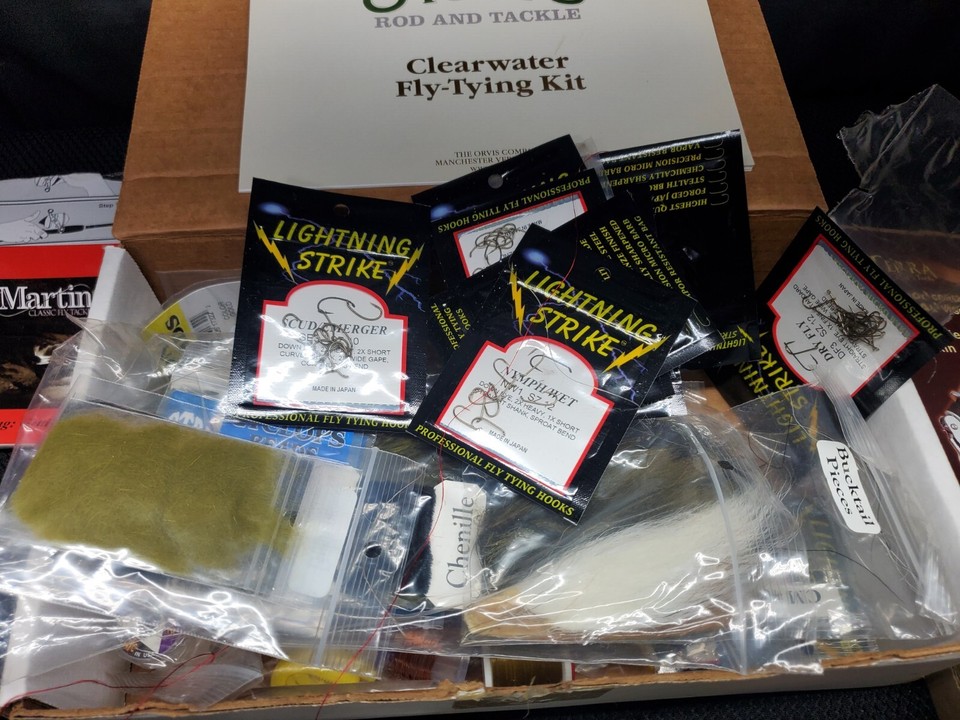 Vintage Orvis Fly Tying Kit Vice, Furs, Capes, Hooks, Tools eBay