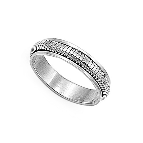 Men 6mm 925 Sterling Silver Oxidize Finish Domed Spinner Ring / Gift Box - Picture 3 of 4