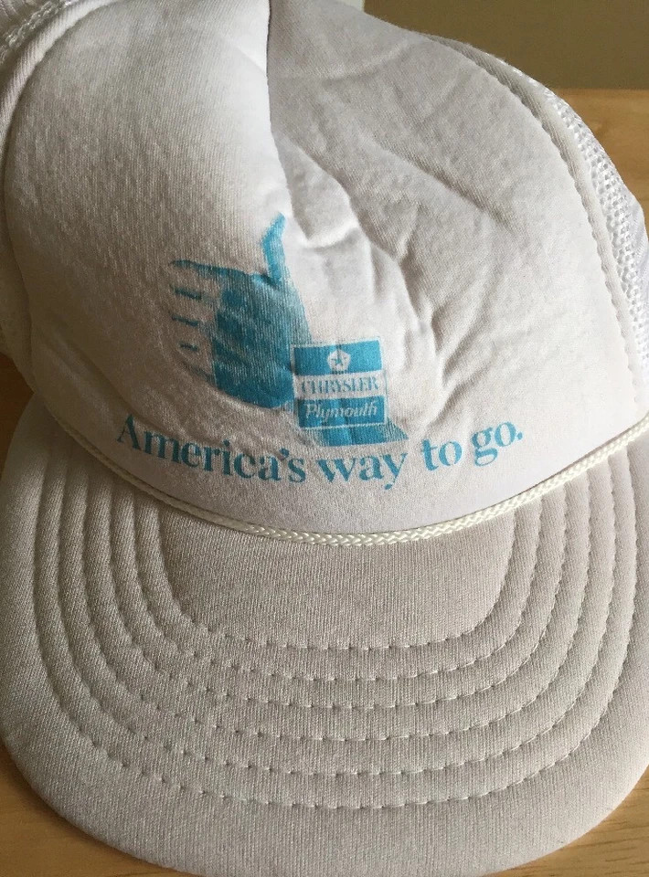 Chrysler Plymouth Americas Way To Go White Vintage Trucker Hat snapback og - Image 2 of 4
