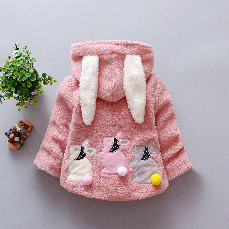 Cute Winter Warm Baby Girls Bunny Coat Jacket Children Hooded
