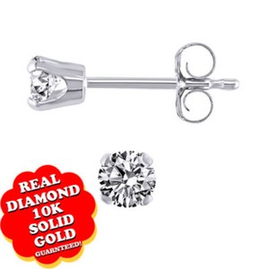 Authentic 1/5Ct Brilliant Diamond 14K White Gold Plated Solitaire Earrings