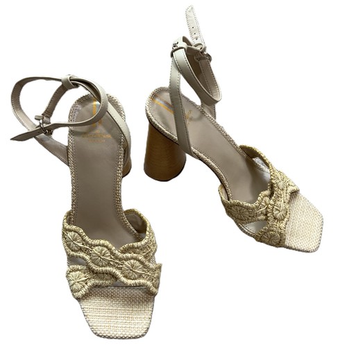 Sam Edelman Womans Natural Block Heel Ankle Strap Square Toe Woven Heels Sz 8.5 - Bild 1 von 11