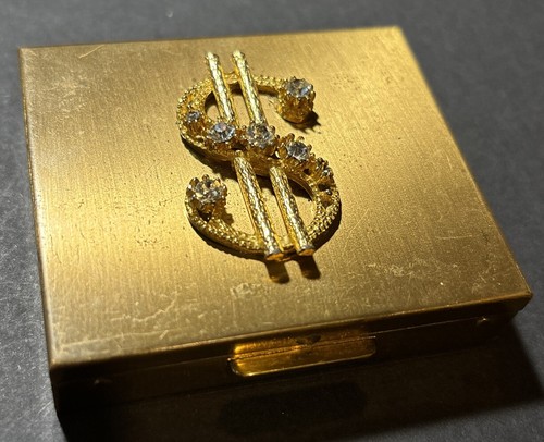 Vintage Petty Cash Spardose Strass 2 3/4" x 2 1/2" Geldbörse Taschenbuch