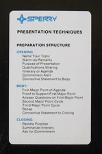 Vintage Sperry sales and marketing card of Presentation Techniques