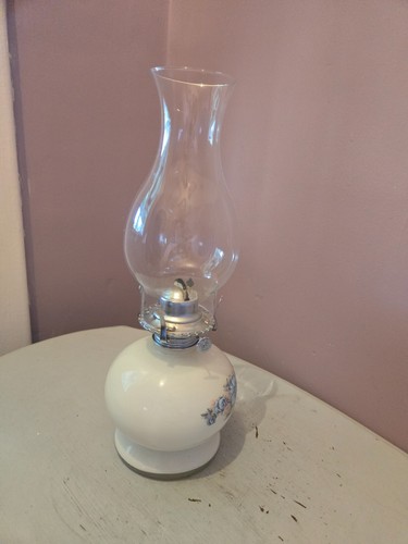 Blaue Blumen WEISS MILCH Glas Windlicht Lampe Pionier Prärie Shabby Chic 60er - Bild 4 von 10