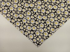Dog Bandana/Scarf, Tie On, Black, White Daisies, XS, S, M, L