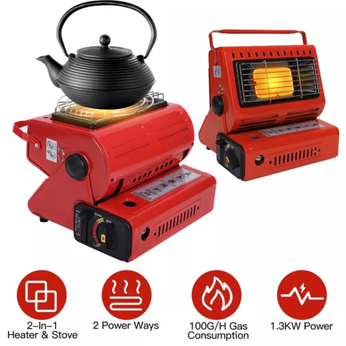 2 in 1 Portable Butane Burner Heater Gas Warmer Heating Cooking Stove Outdoor