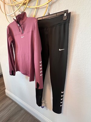 Nike Fast Dri-Fit Quarter Zip & leggings Set.size Large.Runs  small