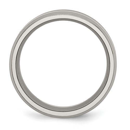 Chisel Titanium Polished Black Enamel 8mm Beveled Edge Band TB233 - Picture 2 of 7