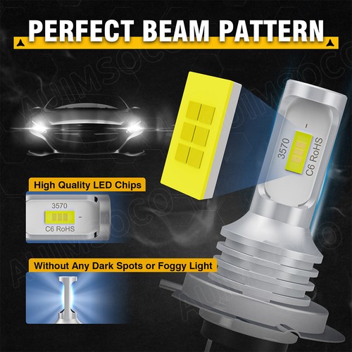 Super Bright White H7 H7 H11 CSP LED Headlight High Low Beam Fog Light Bulbs Kit - Picture 12 of 17