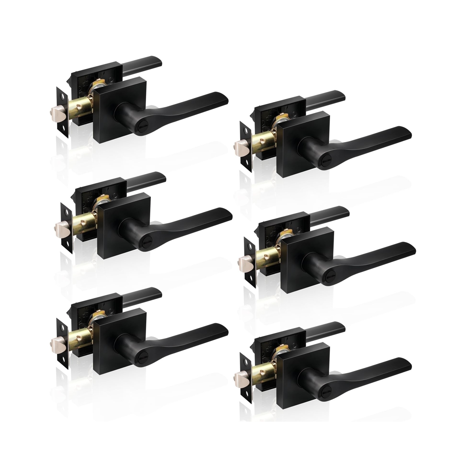 JO.KO Matte Black Door Knob, Interior Privacy Keyless Entry Door Lock, Square...