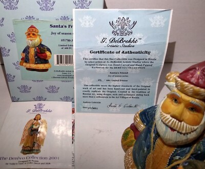 G DeBrekht Santa's Friend Derevo Christmas Sculpture 51780-3