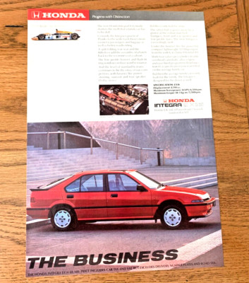 HONDA INTEGRA EX16 1.6 80er JAHRE - SAMMLERSTÜCK RAHMENFÄHIG ORIGINAL OLDTIMER WERBUNG