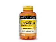 Mason Natural Acidophilus 20 Million Cfu Healthy Digestion 100 Chewables