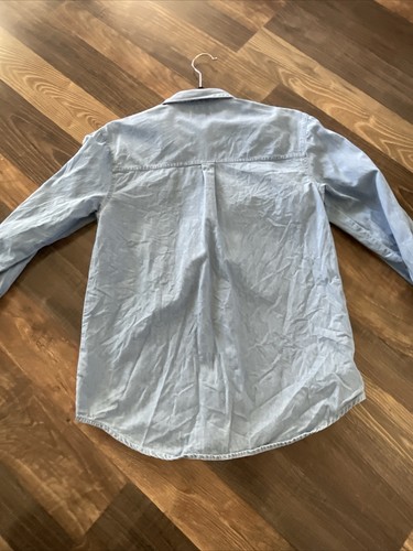 Old Navy Chambray Shirt Girls Size XL (14) Blue Long Sleeve Button Front - Picture 8 of 14