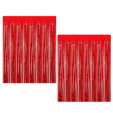 Tinsel Feuille Fringe Fond Scène Rideaux, 2 Paquet PET Photo Fond Scène Rouge