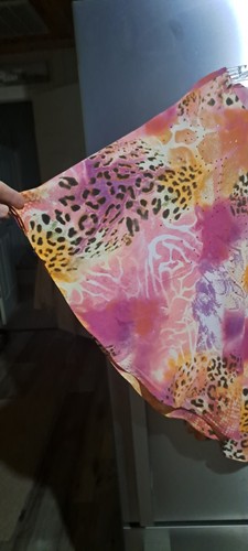 Ladies Peter Nygard Shirt Pink Orange Leopard Flowing Cape Poncho 2X - Picture 3 of 10