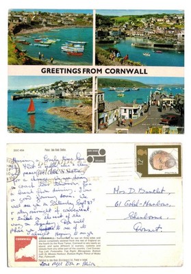 Vintage Postkarte - Grüße aus Cornwall Multi-View John Hinde Studios VERSCHICKT