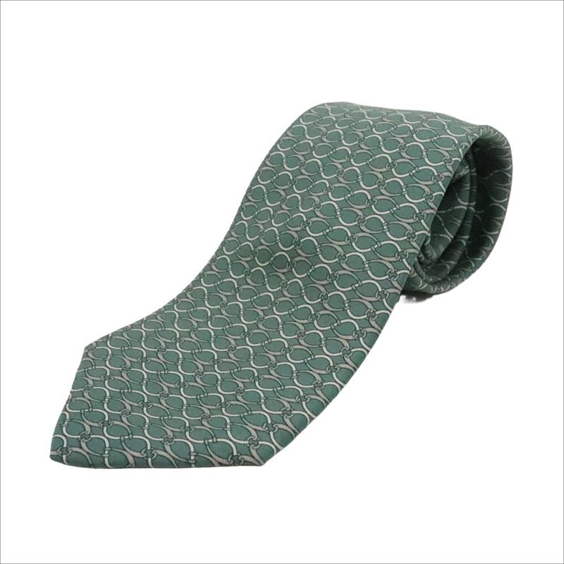HERMES  Tie Patterned Green Used - image 1