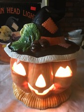 Vintage HALLOWEEN Jack O Lantern PUMPKIN Head LIGHT UP 10"x8" In BOX No. 6880430